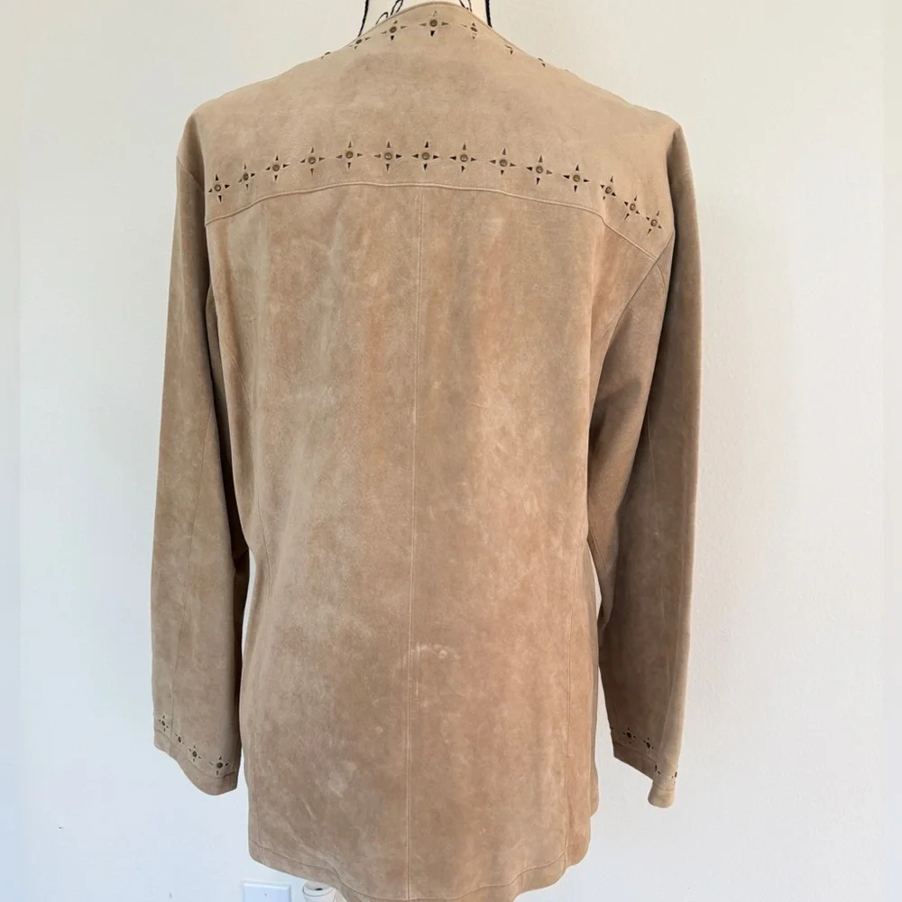 Cabela's‎ Blazer Studded Full Zip Suede Leather Tan Sz L Boho western Core